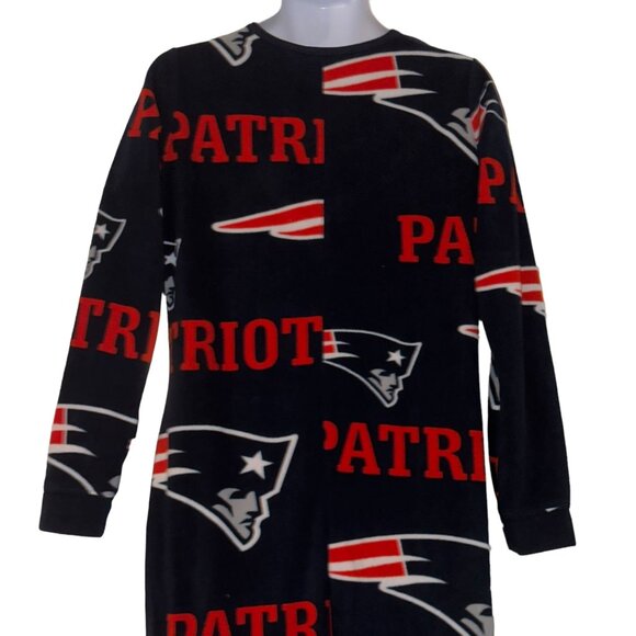 NFL Team Apparel New England Patriots Pajamas Mens M Unionsuit PJs Footies Blue - Picture 7 of 10